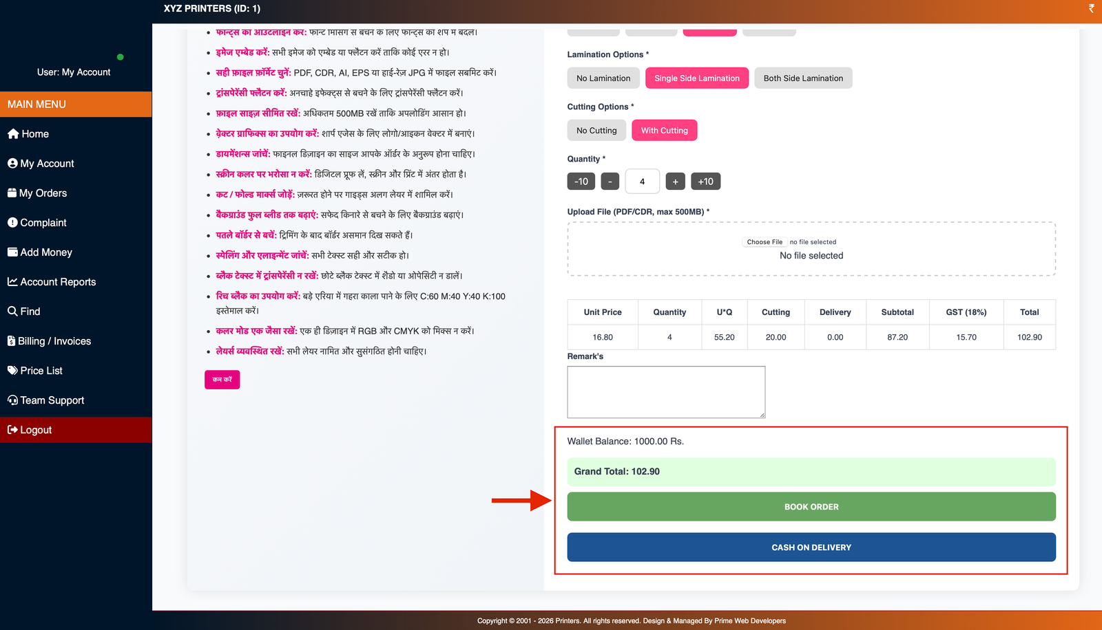 Wallet System and Payment Options Screen